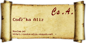 Csóka Aliz névjegykártya